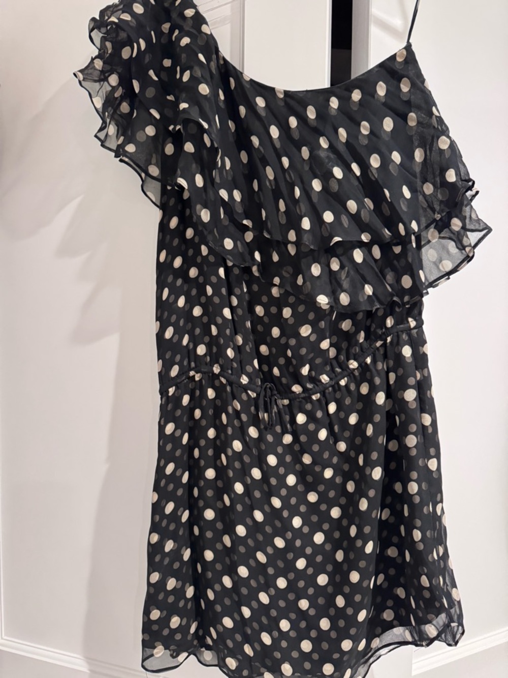 Haute Hippie Black and Ivory Polka Dot Silk Dress